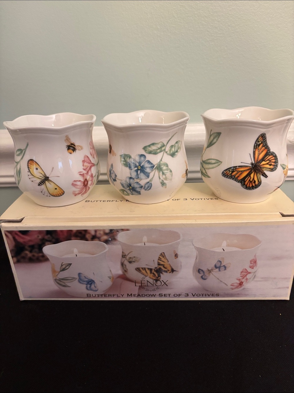 Lenox Butterfly Meadow White Ceramic Votive Set (3-Pack)